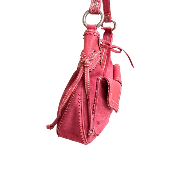 Isabella fiore pink suede leather eyelet hobo bag - Picture 4 of 13